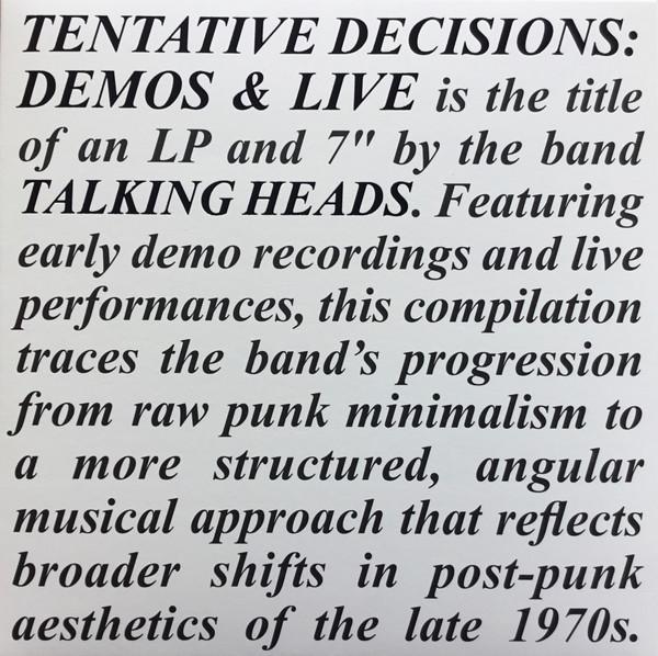 Talking Heads - Tentative Decisions: Demos & Live